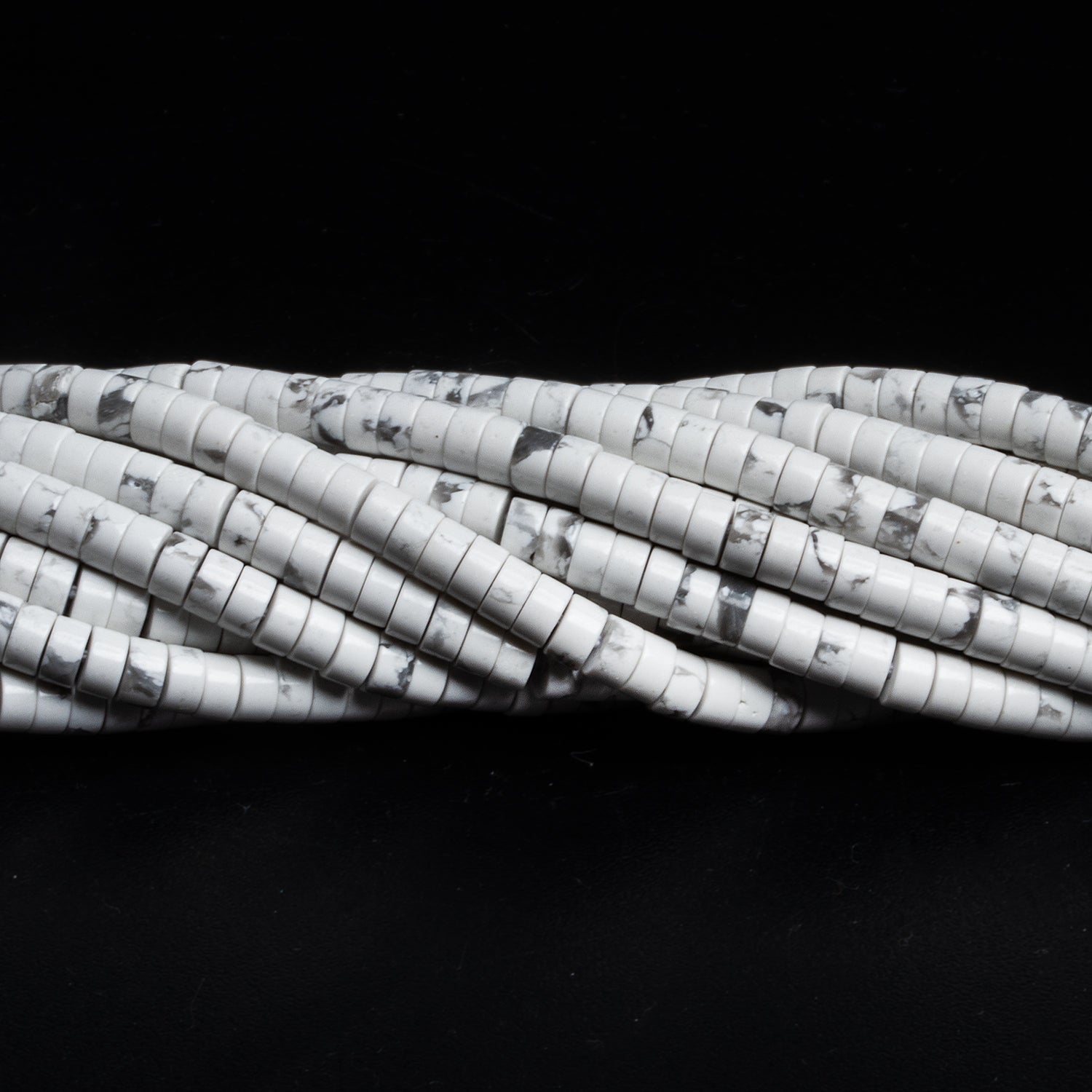 4mm Howlite Plain Heishis 12 inch 110 Beads - The Bead Traders