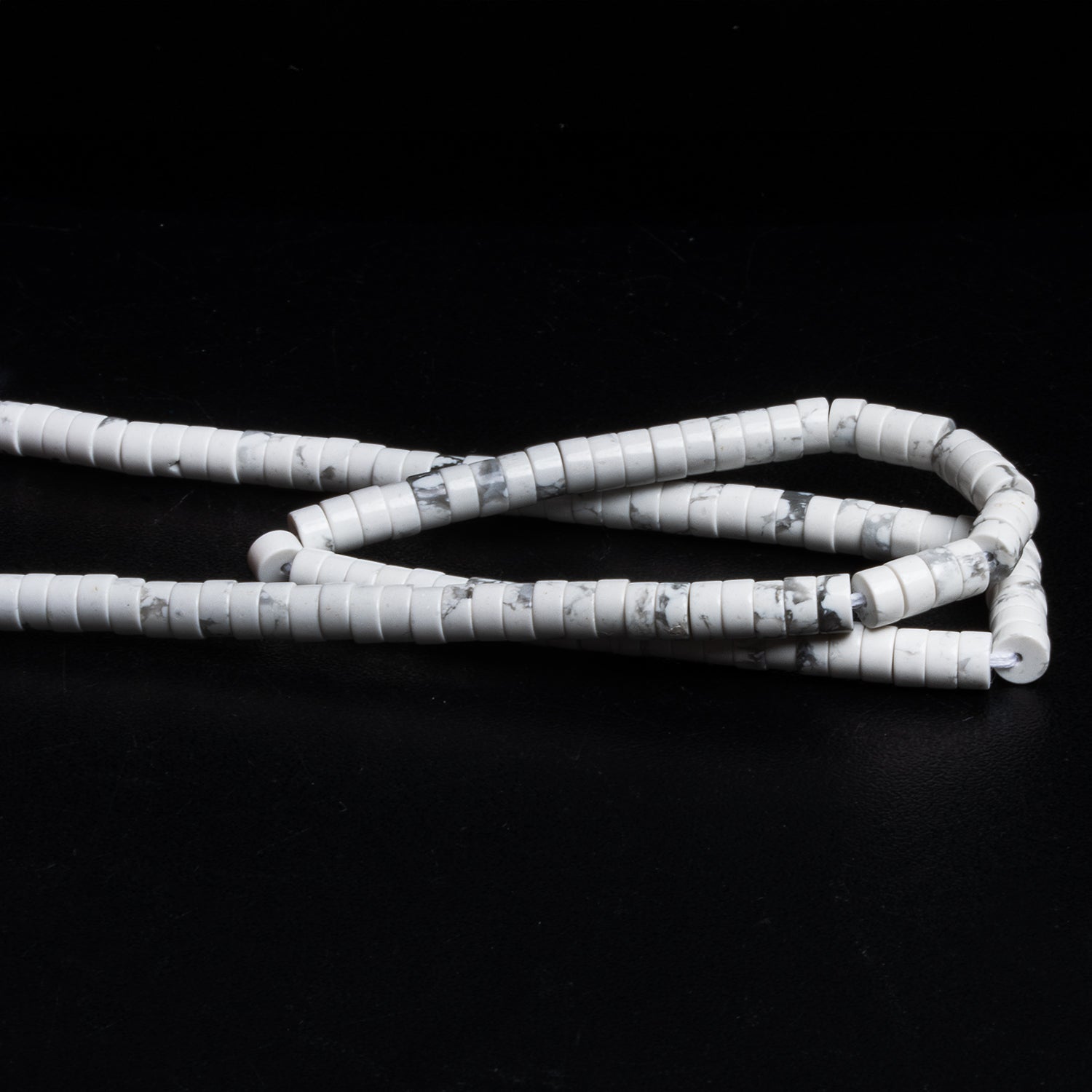 4mm Howlite Plain Heishis 12 inch 110 Beads - The Bead Traders