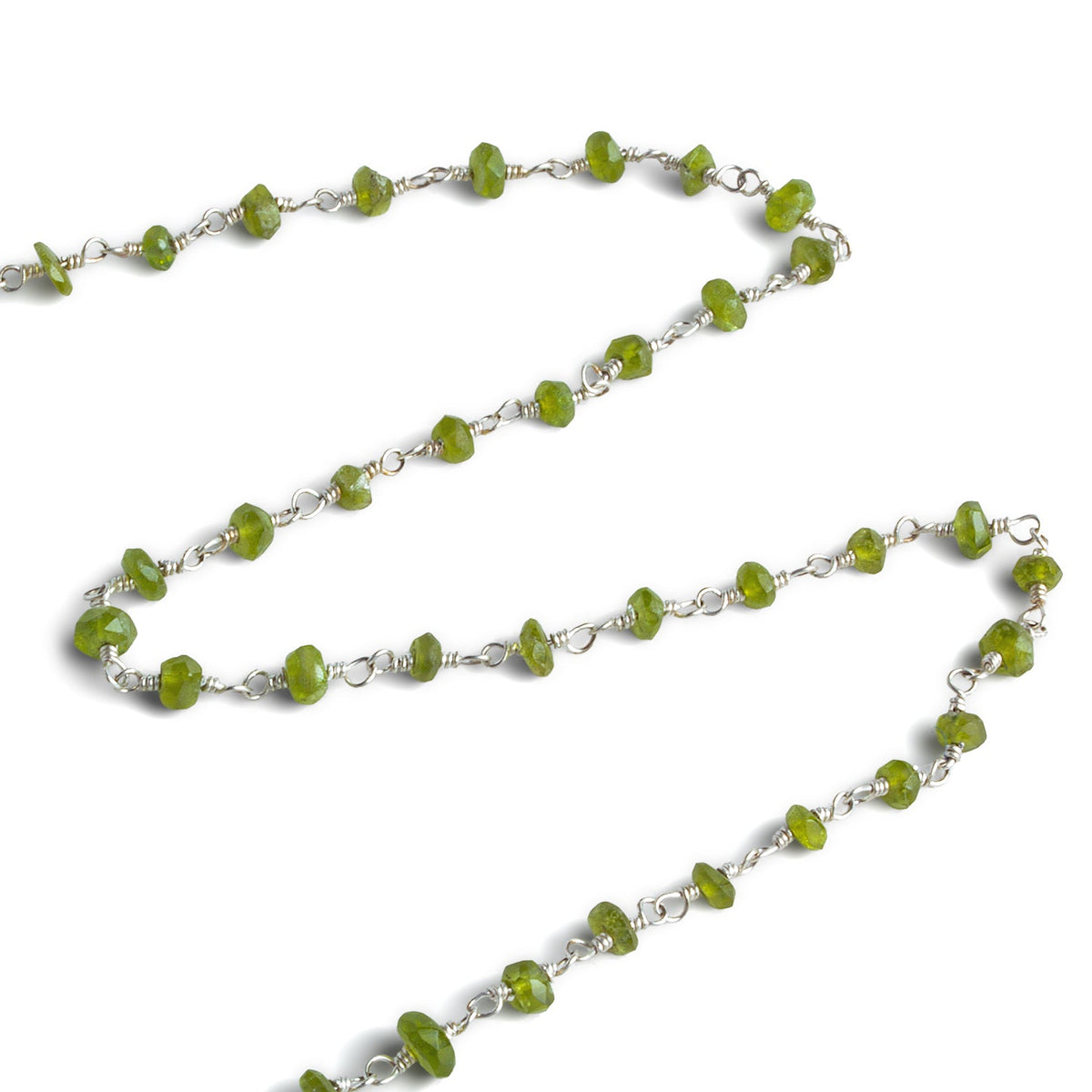 4mm Idocrase Rondelle Silver Chain 40 beads - The Bead Traders