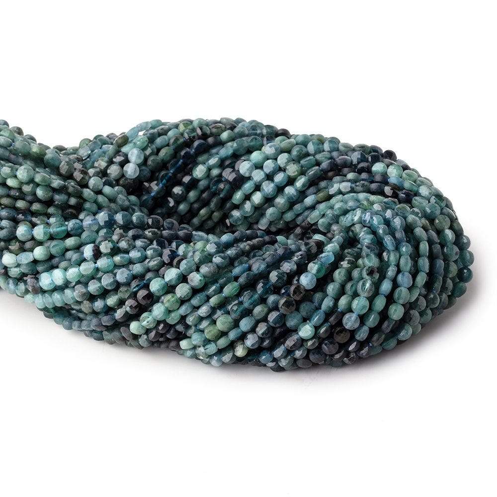 4mm Indicolite Tourmaline Checkerboard Calibrated Coins 12.5 inch 85 beads AA - The Bead Traders