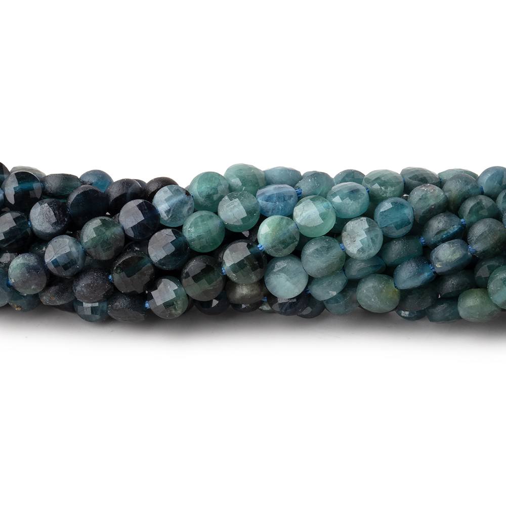 4mm Indicolite Tourmaline Checkerboard Calibrated Coins 12.5 inch 85 beads AA - The Bead Traders