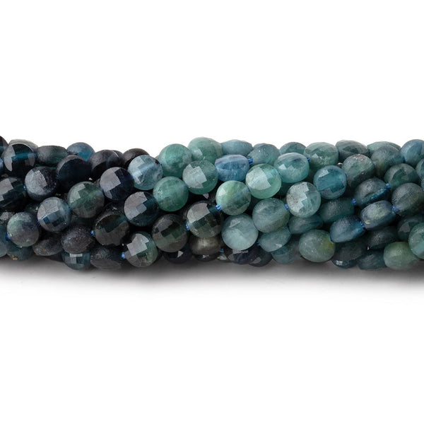 4mm Indicolite Tourmaline Checkerboard Calibrated Coins 12.5 inch 85 beads AA