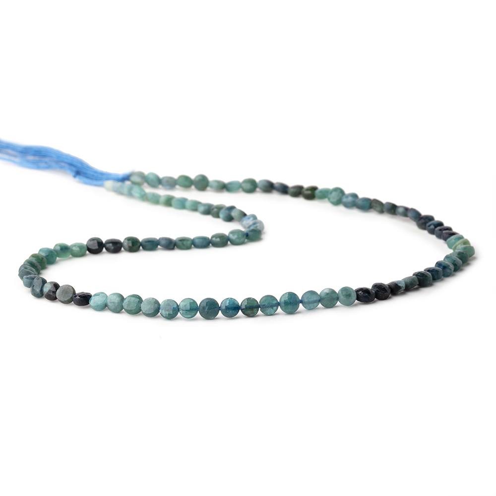 4mm Indicolite Tourmaline Checkerboard Calibrated Coins 12.5 inch 85 beads AA - The Bead Traders