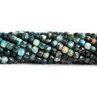 4mm Indicolite Tourmaline Micro Faceted Cubes 15 inch 90 beads - The Bead Traders