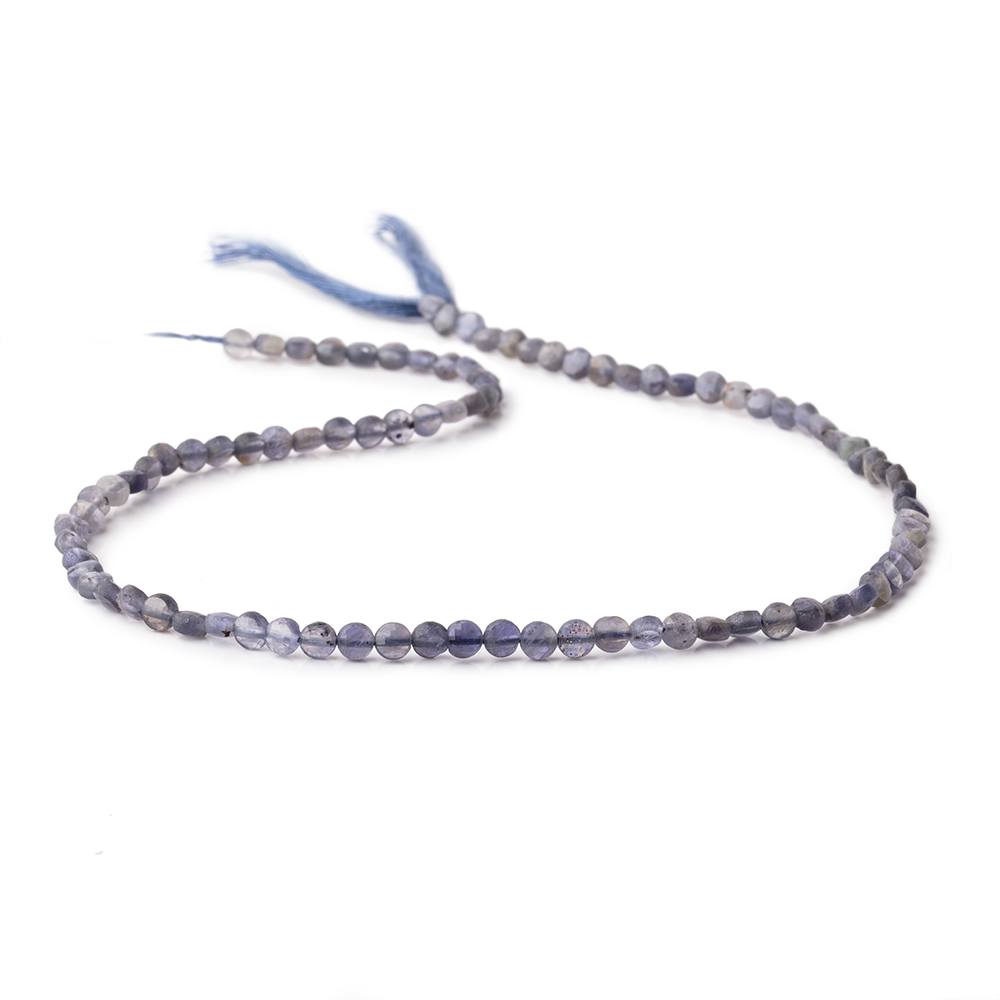 4mm Iolite Checkerboard Faceted Calibrated Coins 12.5 inch 92 beads - The Bead Traders