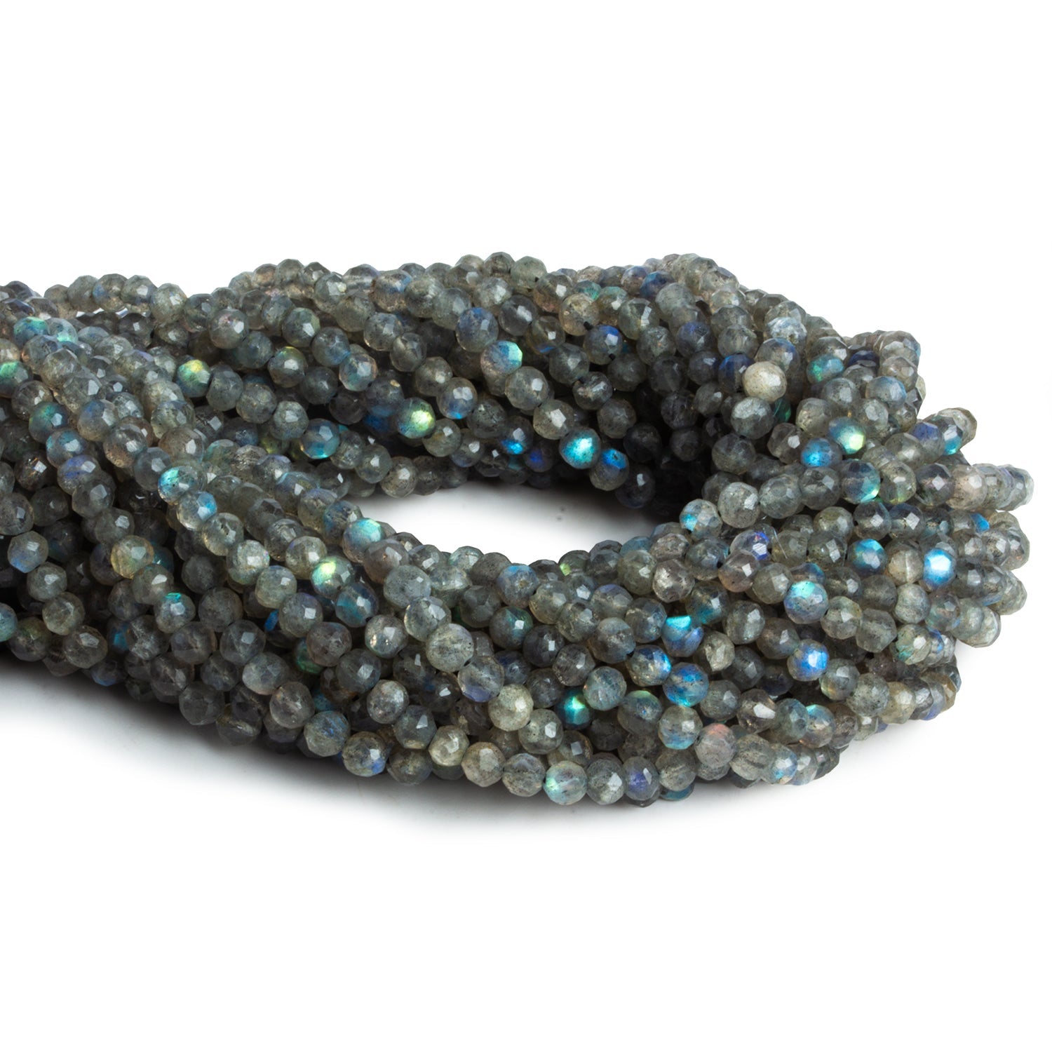 4mm Labradorite Hand Cut Rounds 12 inch 95 beads - The Bead Traders