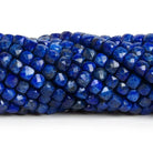 4mm Lapis Lazuli Microfaceted Cubes 12 inch 75 beads - The Bead Traders