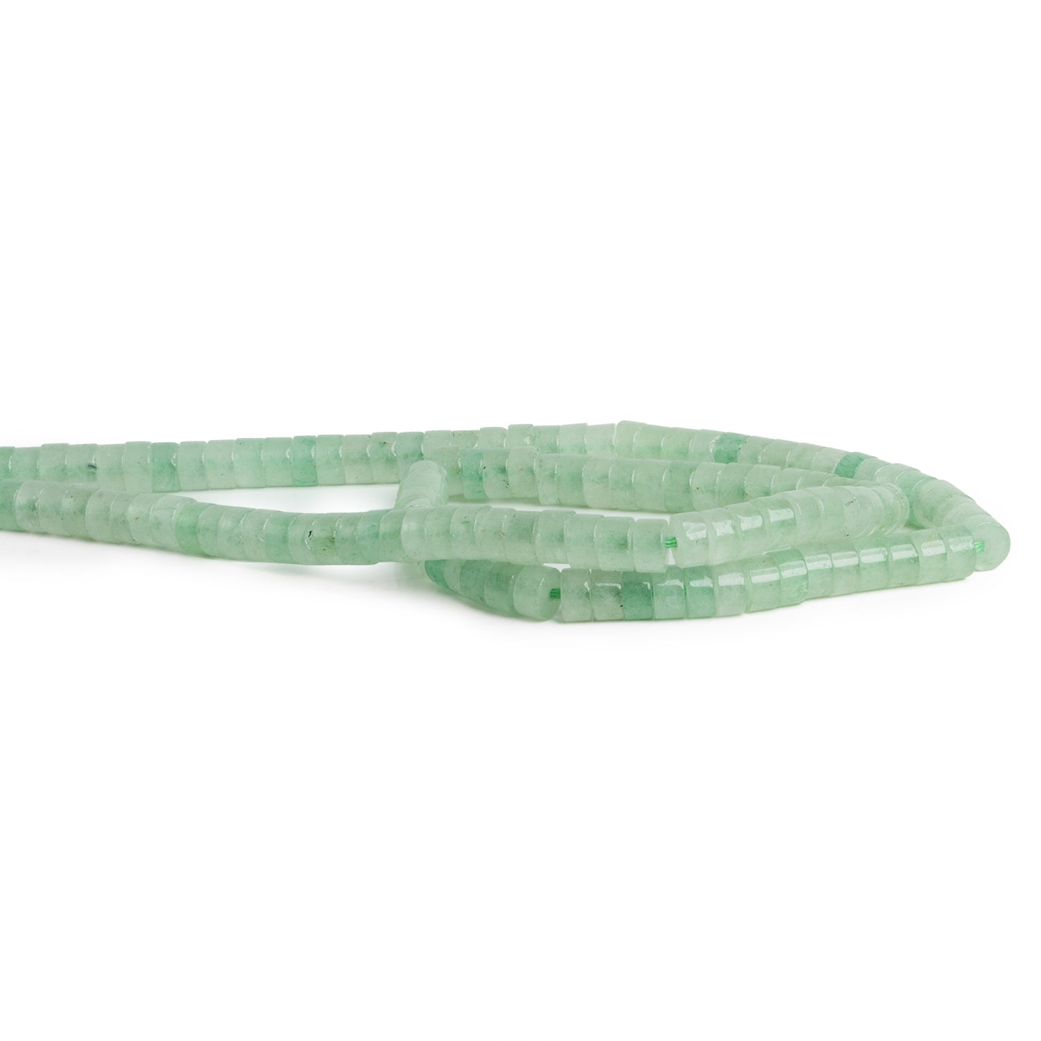 4mm Light Green Aventurine Plain Heishis 12 inch 110 Beads - The Bead Traders