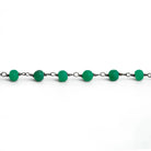 4mm Matte Green Chalcedony Rondelle Black Gold Chain 39 beads - The Bead Traders