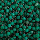 4mm Matte Green Chalcedony Rondelle Black Gold Chain 39 beads - The Bead Traders