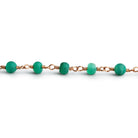 4mm Matte Green Chalcedony Round Rose Gold Chain 33 beads - The Bead Traders