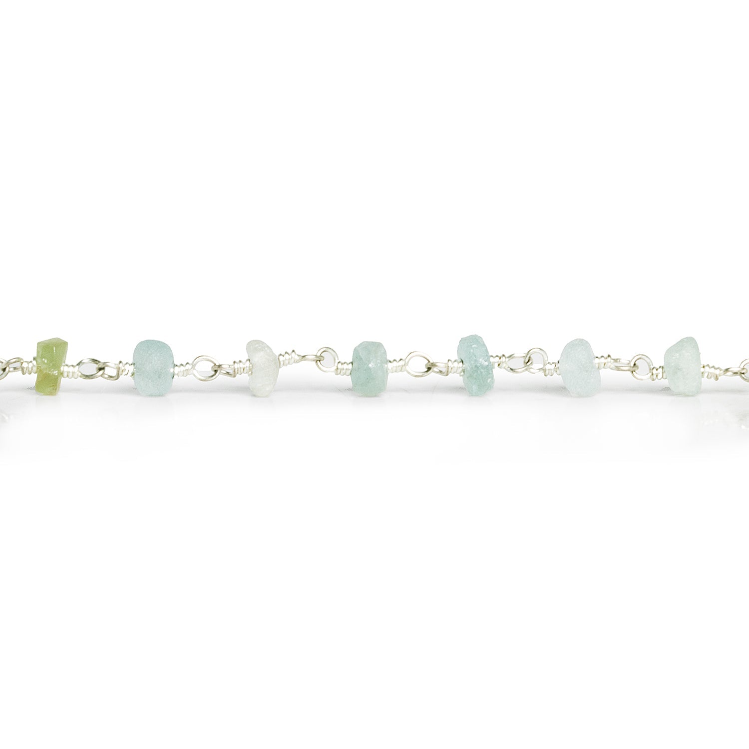 4mm Matte Multi Beryl Rondelle Silver Chain 39 beads - The Bead Traders