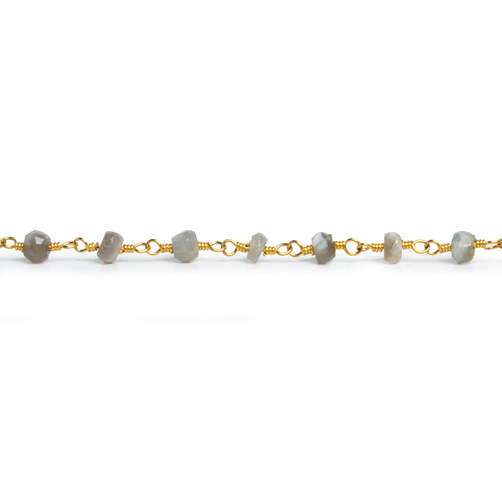 4mm Moonstone Rondelle Gold Chain 37 beads - The Bead Traders