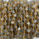 4mm Moonstone Rondelle Gold Chain 37 beads - The Bead Traders