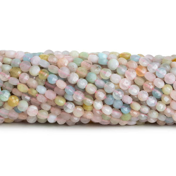 4mm Multi Beryl Checkerboard Microfaceted Coins 12 inch 80 pieces