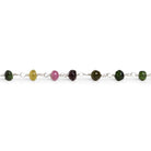 4mm Multi Tourmaline Round Silver Chain 33 beads - The Bead Traders