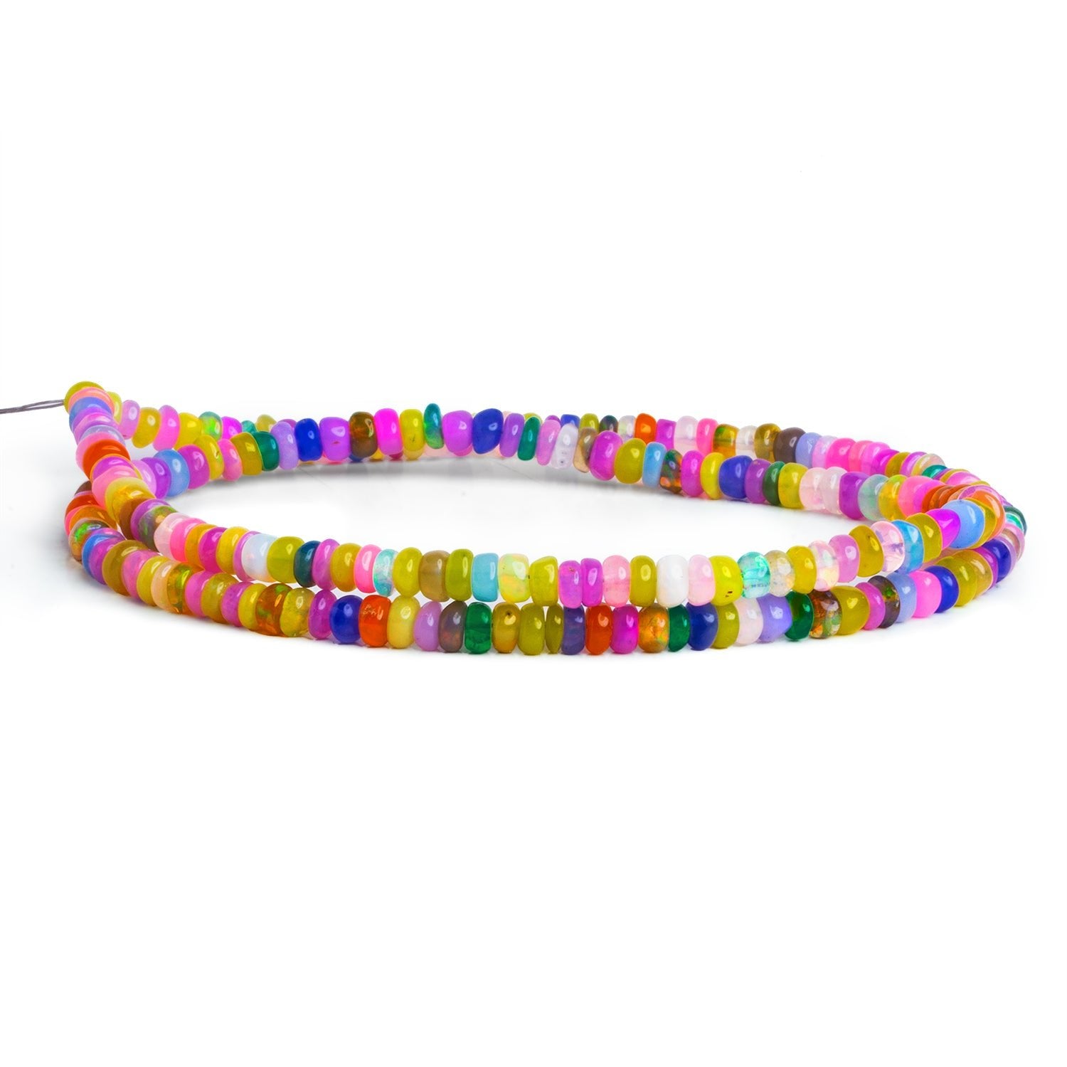 4mm Multicolor Ethiopian Opal Plain Rondelles 16 inch 170 beads - The Bead Traders