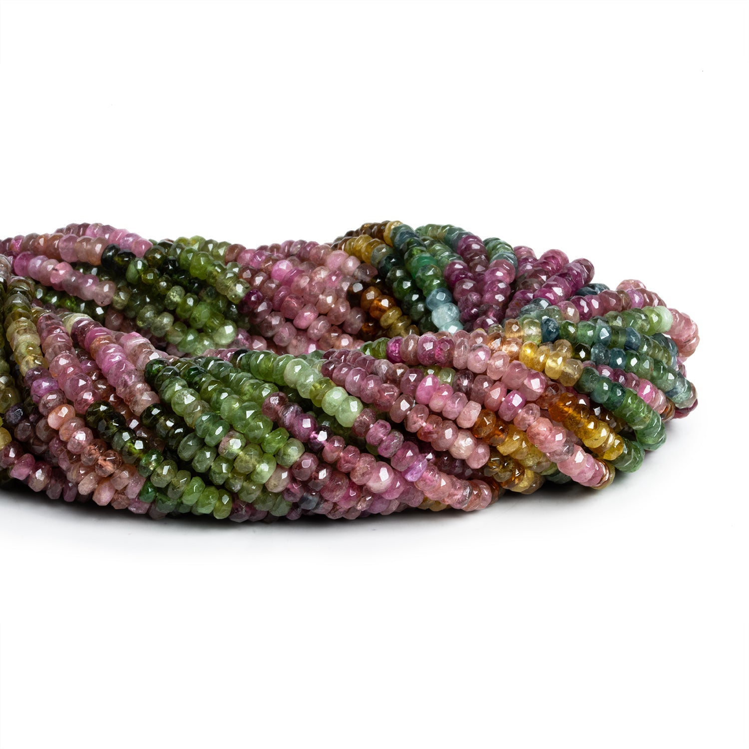 4mm Multicolor Tourmaline Faceted Rondelles 15 inch 150 beads - The Bead Traders