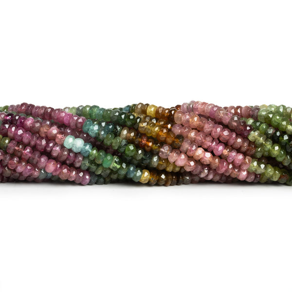 4mm Multicolor Tourmaline Faceted Rondelles 15 inch 150 beads