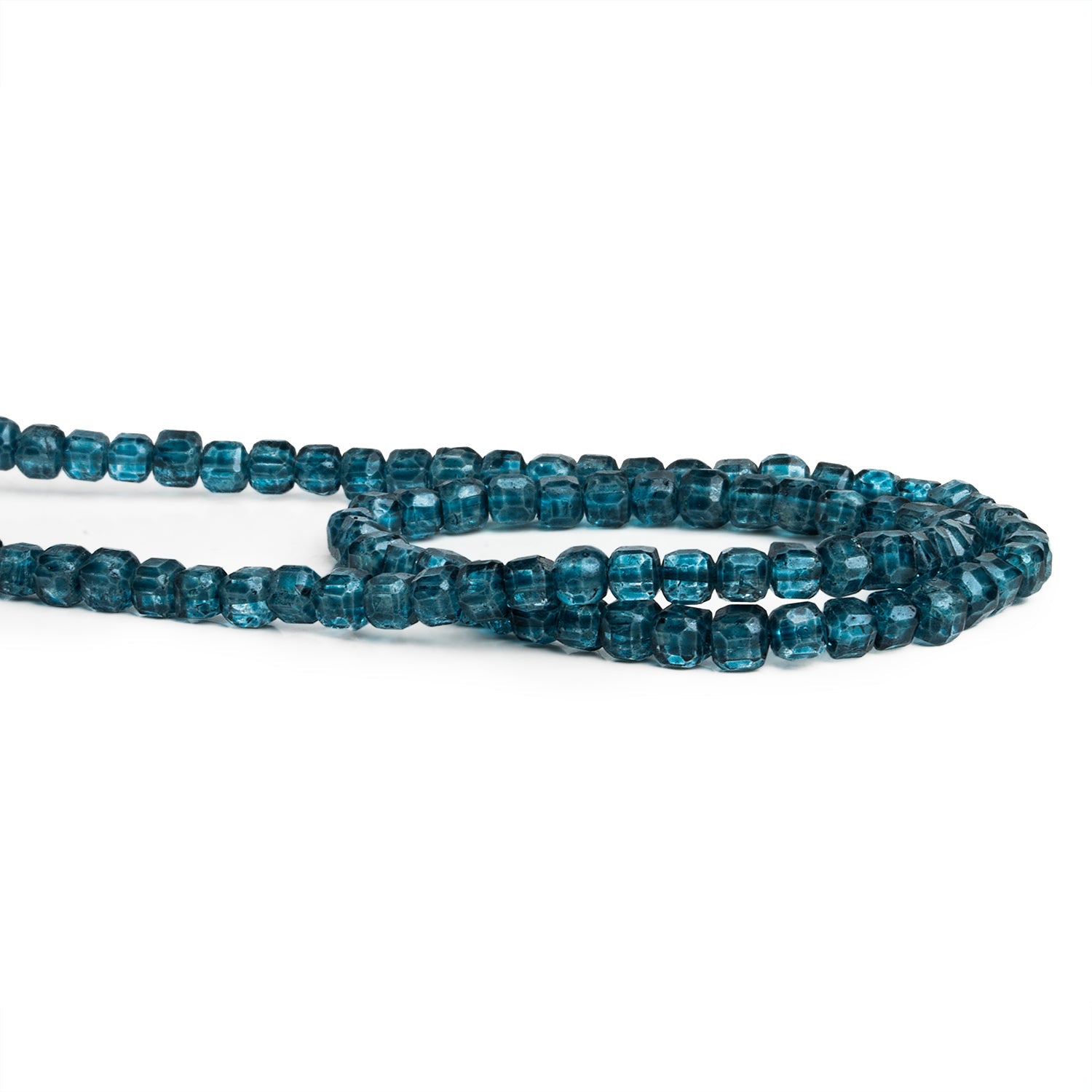 4mm Mystic Blue Topaz Micro Faceted Cube Beads 12 inch 70 pieces - The Bead Traders
