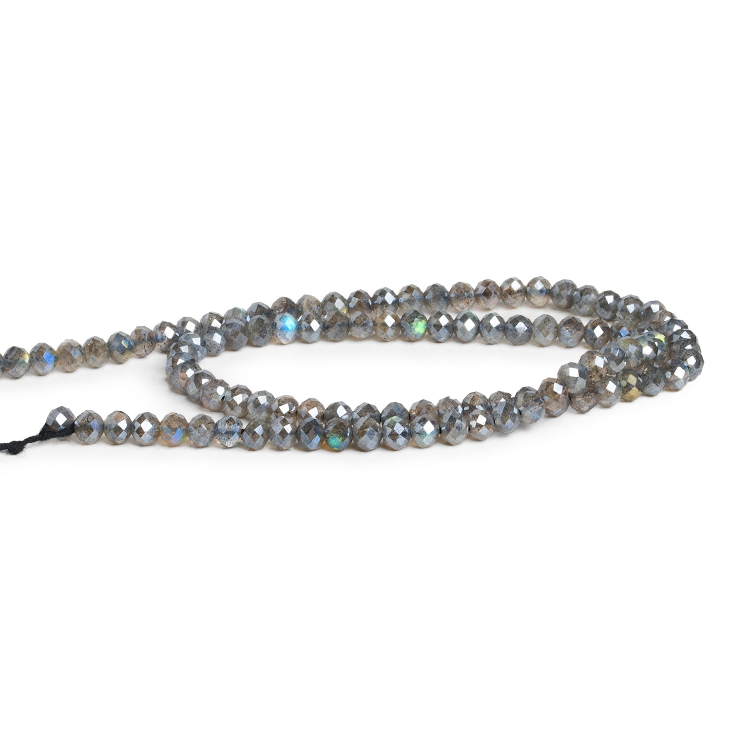 4mm Mystic Labradorite Faceted Rondelles 12 inch 95 beads - The Bead Traders