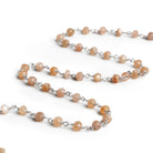 4mm Peach Moonstone Faceted Rondelle Silver Chain 38 beads - The Bead Traders