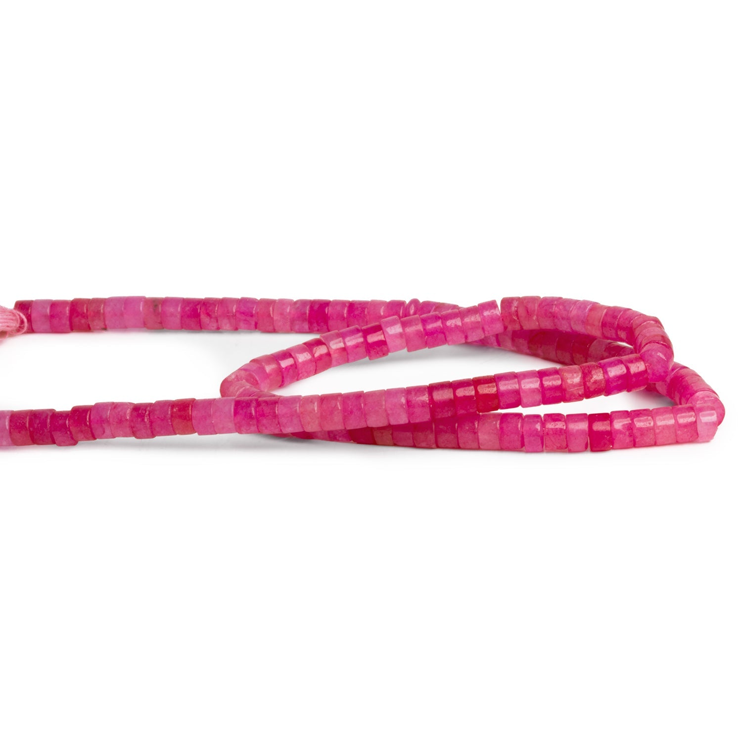 4mm Pink Jade Heishis 12 inch 110 Beads - The Bead Traders