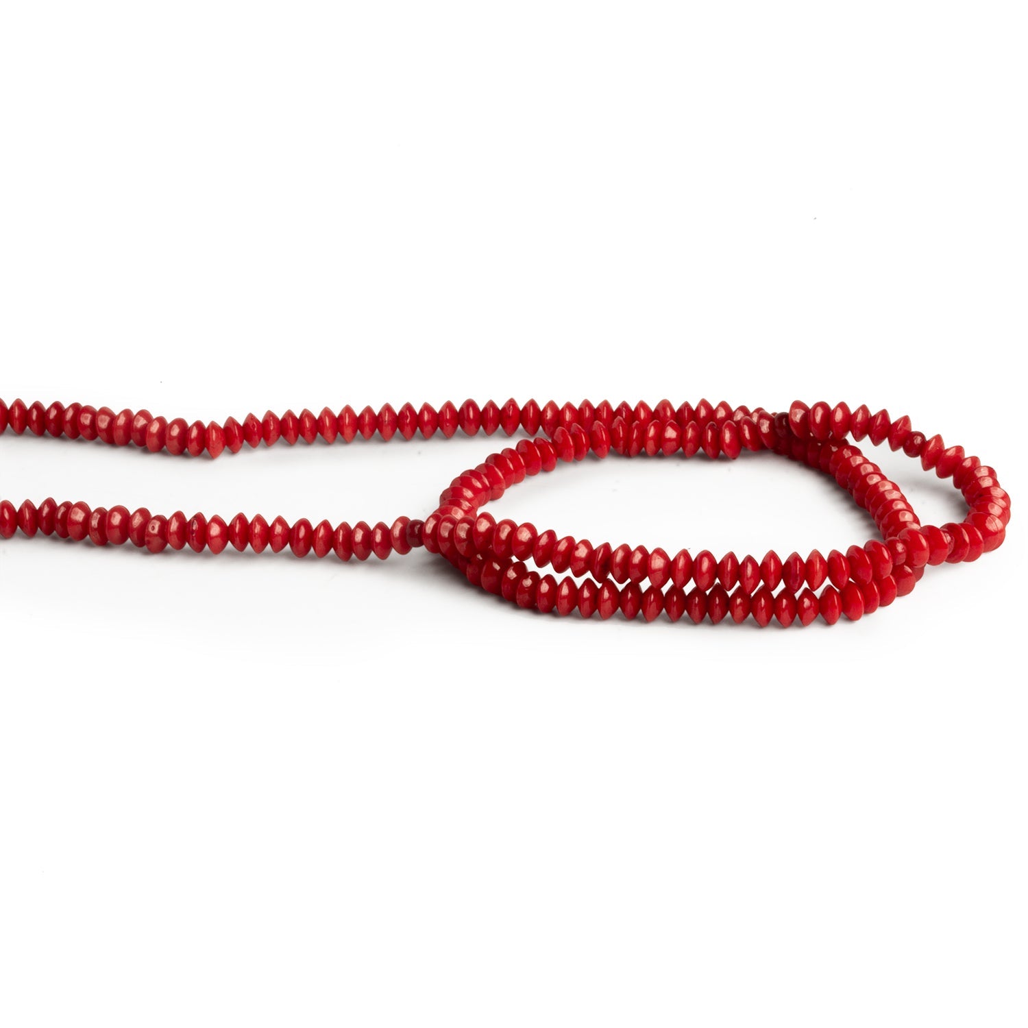4mm Red Coral Discs 15 inch 170 beads - The Bead Traders
