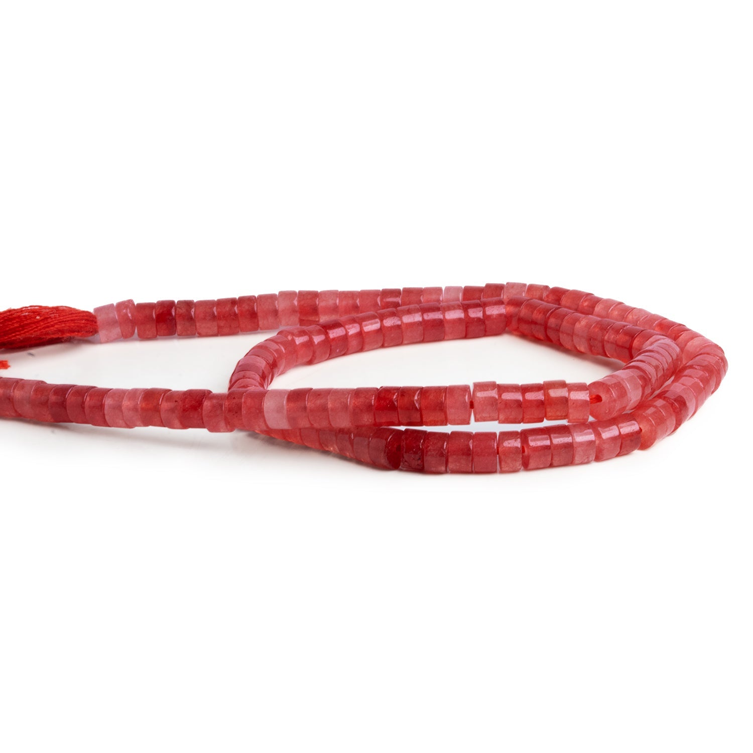 4mm Red Jade Heishis 12 inch 110 Beads - The Bead Traders