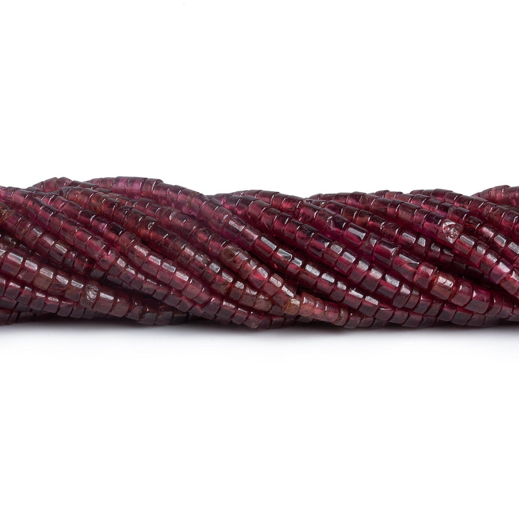 4mm Rhodolite Garnet Plain Heishis 14 inch 120 beads - The Bead Traders