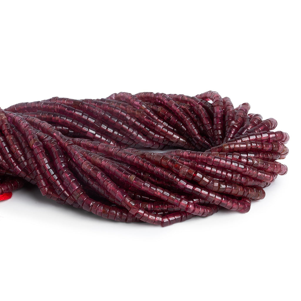 4mm Rhodolite Garnet Plain Heishis 14 inch 120 beads - The Bead Traders