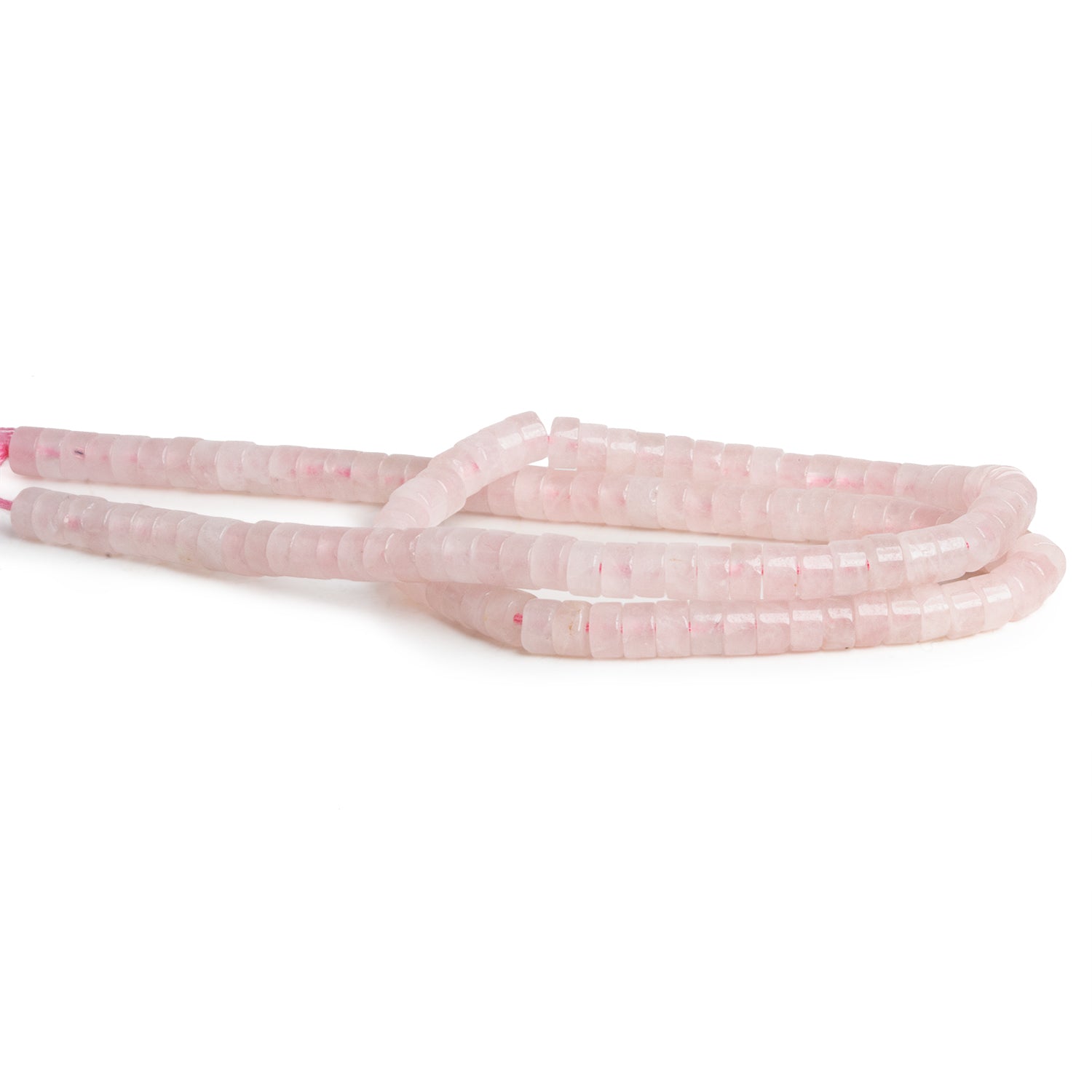 4mm Rose Quartz Plain Heishis 12 inch 110 Beads - The Bead Traders