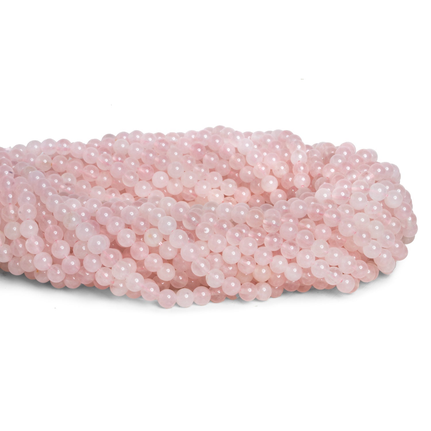 4mm Rose Quartz Plain Rounds 15 inch 88 beads - The Bead Traders