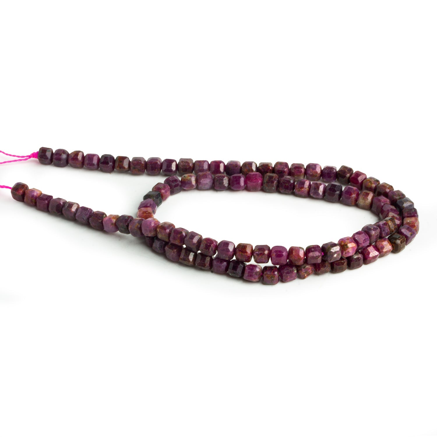 4mm Ruby Micro Faceted Cubes 15 inch 90 beads - The Bead Traders