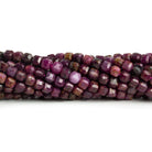 4mm Ruby Micro Faceted Cubes 15 inch 90 beads - The Bead Traders