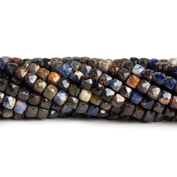 4mm Sapphire Micro Faceted Cubes 15 inch 100 beads