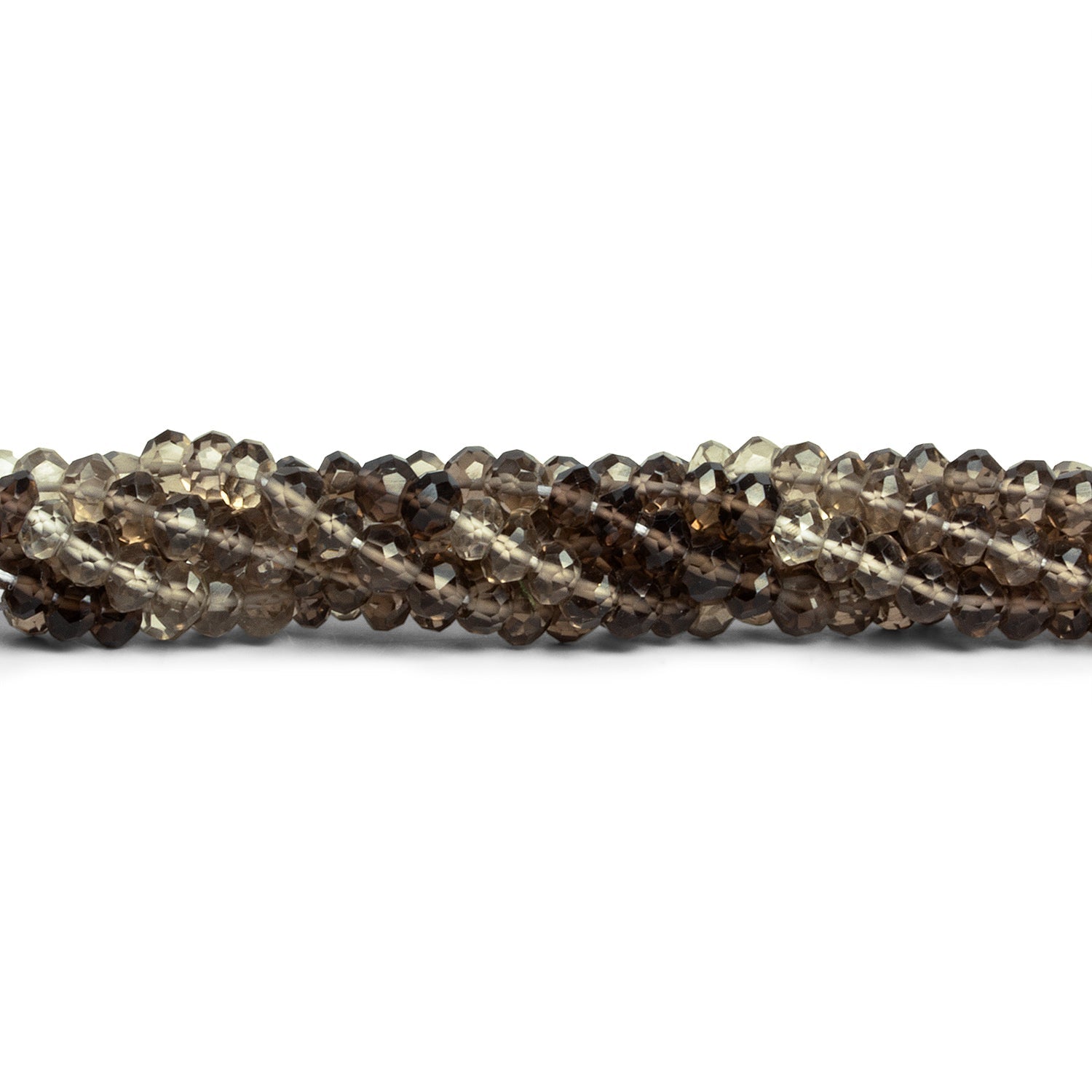 4mm Shaded Smoky Quartz Faceted Rondelles 14 inch 120 beads - The Bead Traders