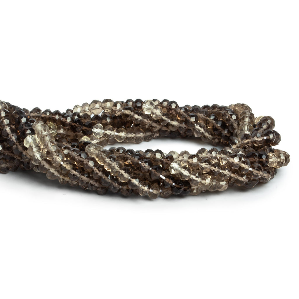 4mm Shaded Smoky Quartz Faceted Rondelles 14 inch 120 beads - The Bead Traders