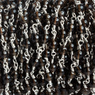 4mm Smoky Quartz Round Silver Chain 31 beads - The Bead Traders