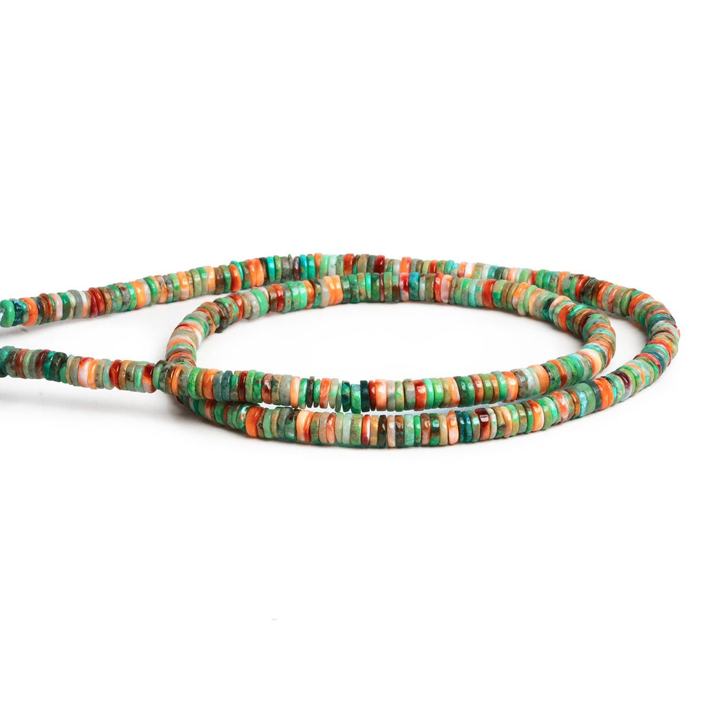 4mm Spiny Oyster & Turquoise Heishis 1mm Large Drill Hole 16 inch 290 beads - The Bead Traders