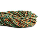 4mm Spiny Oyster & Turquoise Heishis 1mm Large Drill Hole 16 inch 290 beads - The Bead Traders