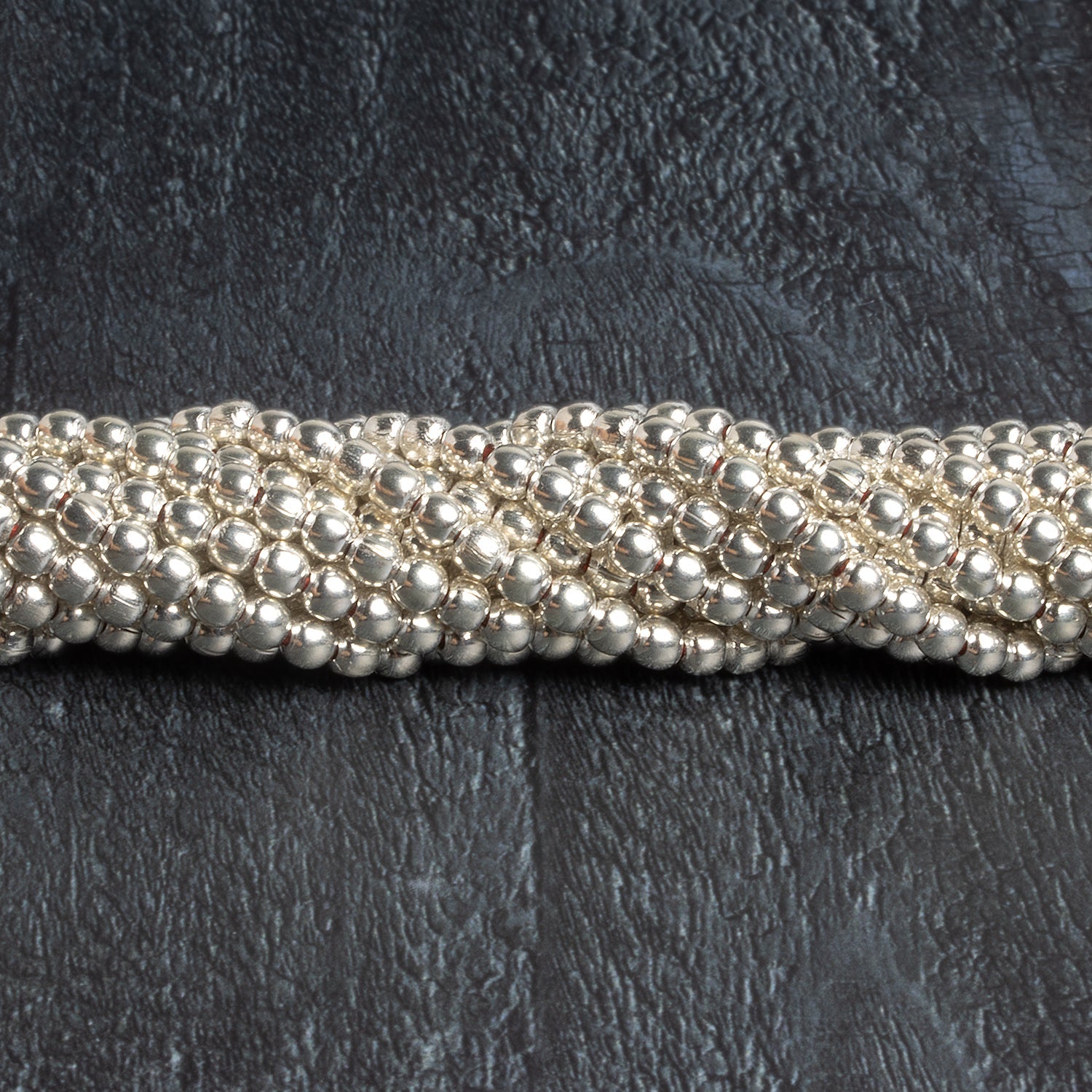 4mm Sterling Silver Plated Copper Rounds 8 inch 51 beads - The Bead Traders