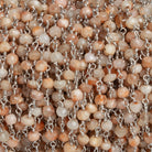 4mm Sunstone Rondelle Silver Chain 25 beads - The Bead Traders