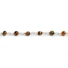 4mm Tiger's Eye Rondelle Silver Chain 29 beads - The Bead Traders