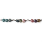 4mm Tourmaline Coin Trio Black Gold Chain 51 beads - The Bead Traders