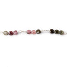 4mm Tourmaline Coin Trio Silver Chain 51 beads - The Bead Traders
