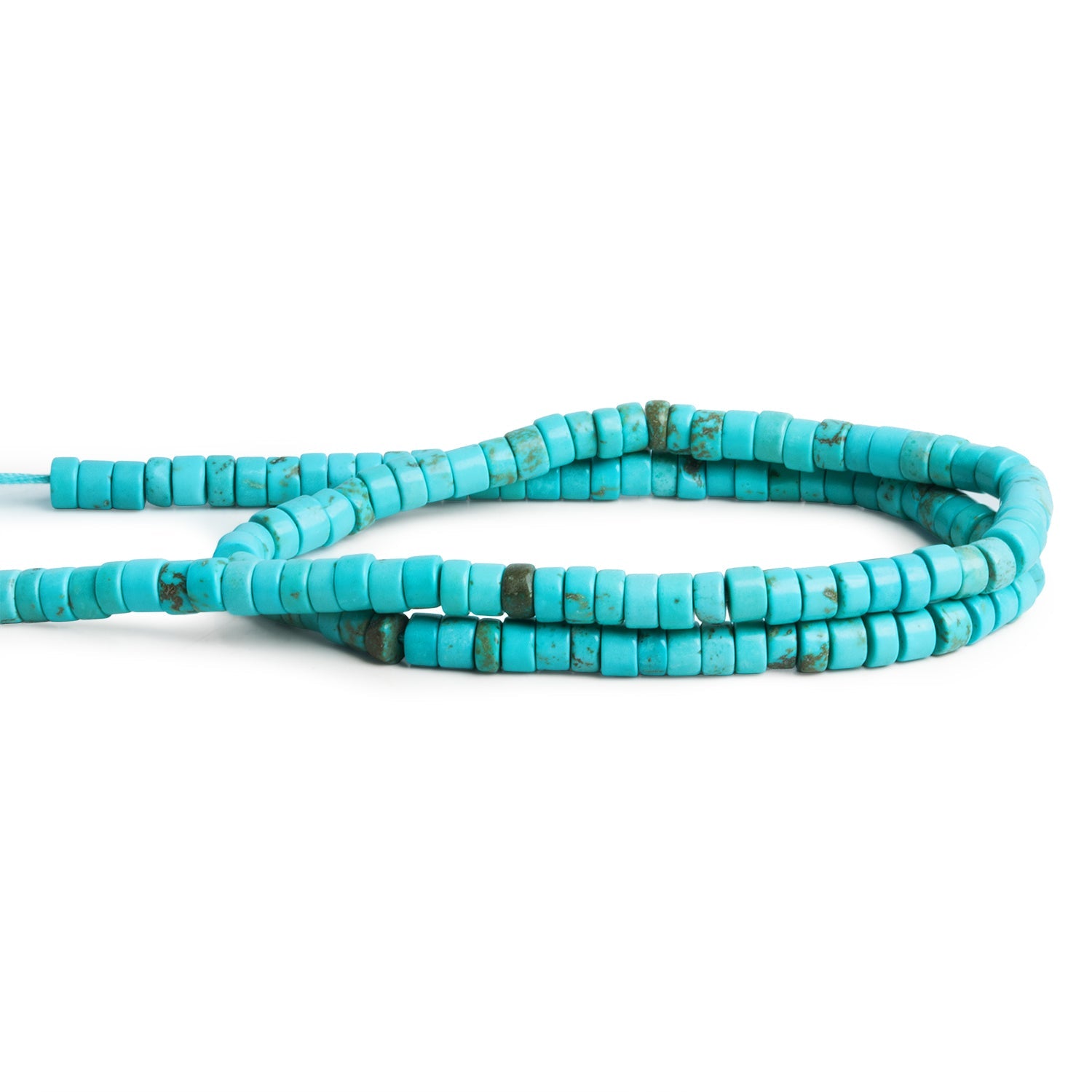 4mm Turquoise Howlite Heishis 12 inch 110 Beads - The Bead Traders