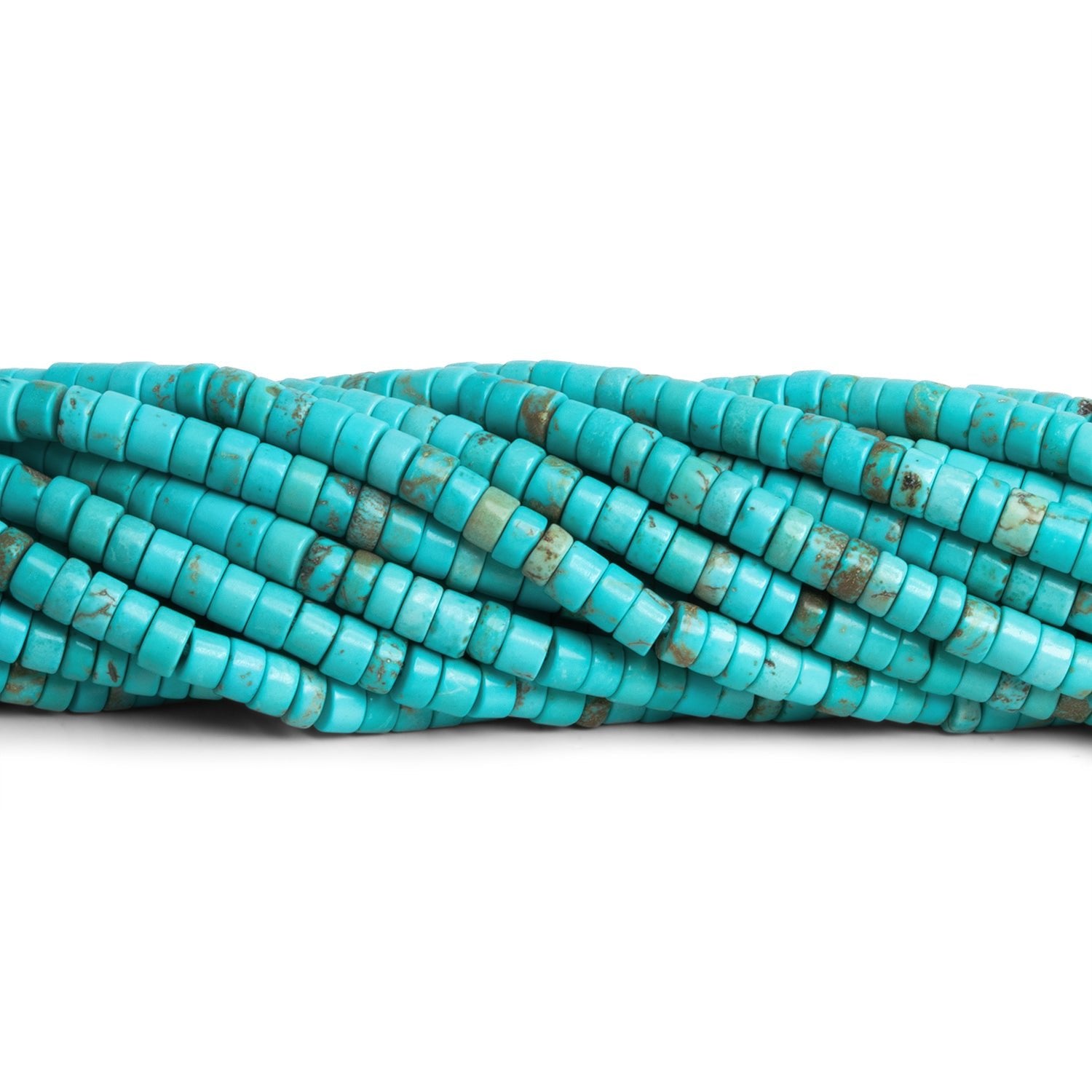 4mm Turquoise Howlite Heishis 12 inch 110 Beads - The Bead Traders
