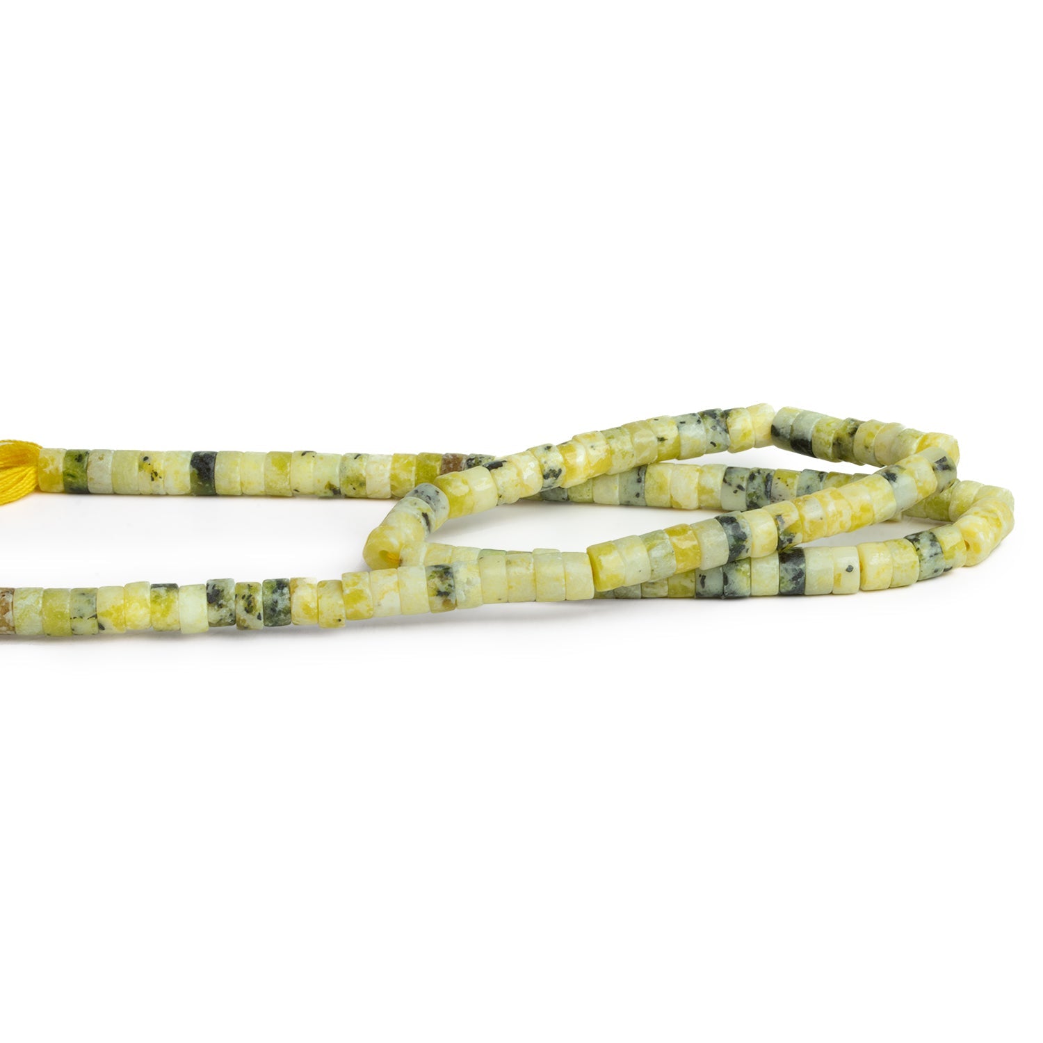 4mm Yellow Serpentine Heishis 12 inch 110 Beads - The Bead Traders