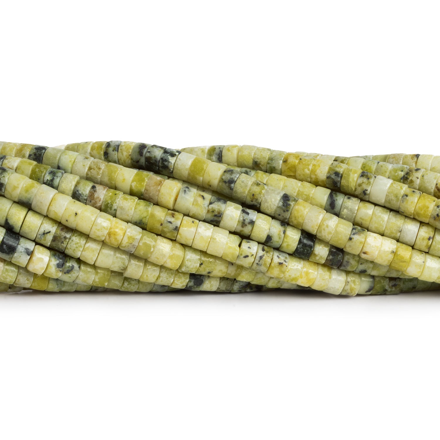 4mm Yellow Serpentine Heishis 12 inch 110 Beads - The Bead Traders
